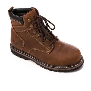 Activ Leather Stitched Lace Up Safety Boots - Burnt Brown