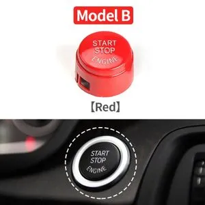 (B Without OFF Red)Car Engine Start Stop On Cover Trim Cap For BMW