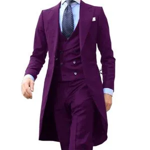 Fashion Shawl Collar Formal Blazer Slim Fit Costume Homme Mariage Groom Wear Purple