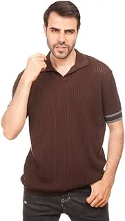 COUP Woven Polo-Shirt with Short Sleeves, BROWN, 2XL