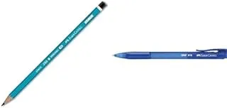 قلم رصاص خشبي مثلث 2B من Faber-Castell Mercanli + قلم حبر جاف GRIP X10 1.0 مم ملون رقم 545251 - أزرق FC