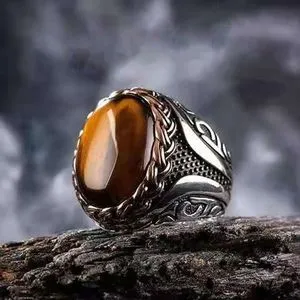 Fashion Literary Retro Carved Men's Ring Big Size