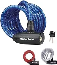 Master Lock Bike Lock Cable [Key] [1.8 m Coiling Cable] [Outdoor] [Random Color] 8127EURPRO - Ideal for Bike, Electric Bike, Skateboards, Strollers, Lawnmowers and other Outdoor Equipments