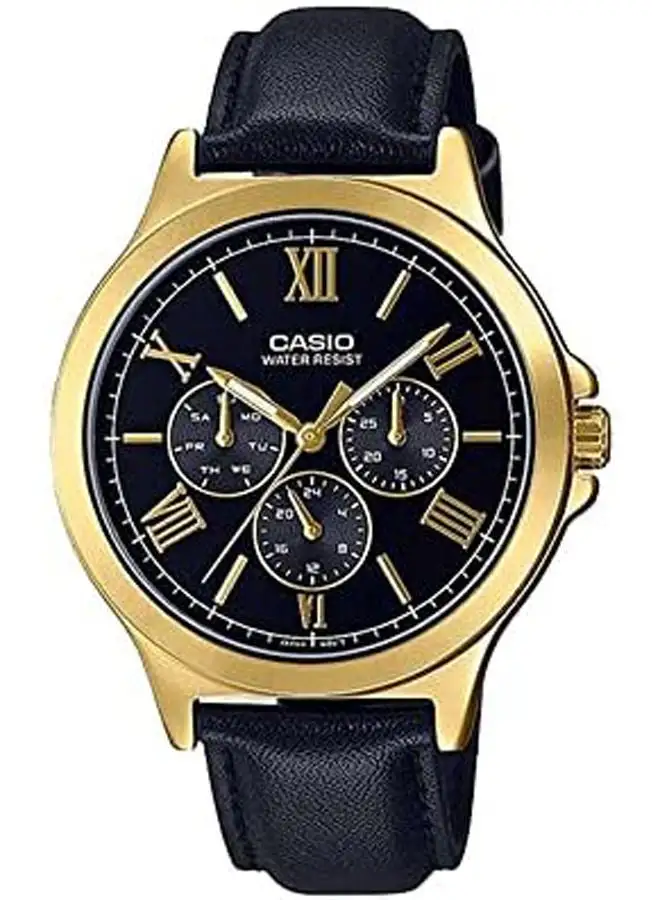 CASIO Leather Chronograph Watch MTP-V300GL-1AUDF