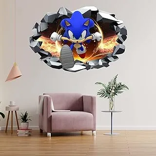 Sonic Wall Decals Children's Cartoon Wall Stickers for Palyroom Nursery Kids Room Living Room Bedroom Self-Adhesive Vinyl Wall Decoration Gift Supplies (15.7 X 23.6 inches）