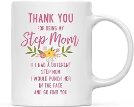 Funny Mug Funny Family 11oz. Coffee Mug Gift, Thank You for Being My Step Mom, Punch in Face, 1-Pack, Christmas Birthday Drinking Cup Present Ideas