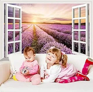 Purple Lavender Provence Sunrise 3D Landscape Wallpaper Bedroom Living Room Office Wall Stick Provence Lavender Wall Sticker TV Background Wall Sticker