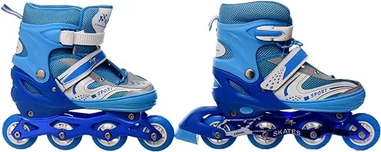 Comfortable Adjustable LED Front Wheel Roller Skates with Outdoor Indoor Inline Skates for Beginners Kids Teens Size 38-41 - baby blue