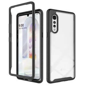 LG Velvet 5G Case, Dual Layer Transparent Back Rugged Bumper No Slip Full Body Case Cover For LG Velvet 5G Black