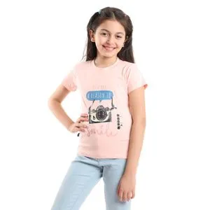 Diadora Girls Cotton Printed T-Shirt - Pink