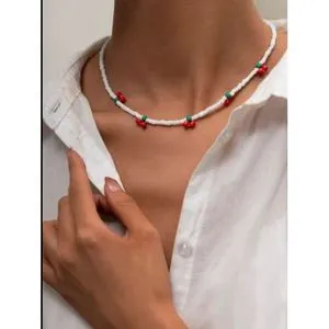 The Cherry Necklace And Beads Choker