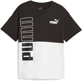 قميص أسود للأولاد/للجنسين من PUMA POWER Colorblock Tee B PUMA