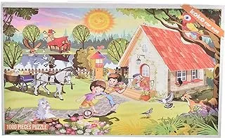 Paper Puzzle With Village Design To Develop Hand Eye Coordination Set Of 1000 Pieces For Children - Multi Color