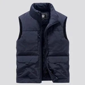 Fashion Men's Outdoor Windproof And Warm Fleece Vest-Blue