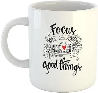 Happu - Printed Ceramic Coffee Mug, Photography Series, Focus on The Good Things, Gift for Photographer, Editor, Composter, Gift for Artist, Unique Gift, 325 ML(11Oz), 3328-WH