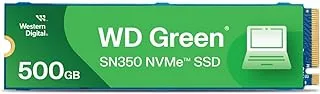 Western Digital 500GB WD Green SN350 SSD PCIe Gen3 x4, NVMe v1.3 M.2 2280, Read speed up to 2,400MB/s, Write speed up to 1,500MB/s - 3-Year Limited Warranty - WDS500G2G0C