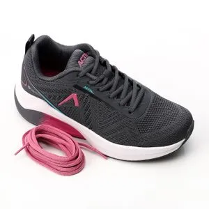 Activ Self Pattern Lace Up Sneakers - Dark Grey & Pink