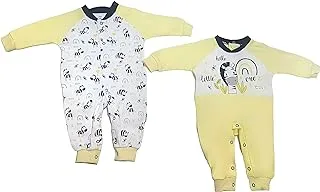 Lumex Cotton Set Of 2 Pieces Long Sleeves Bodysuit Printed Zebra For Boys-Multicolor-0-3Month