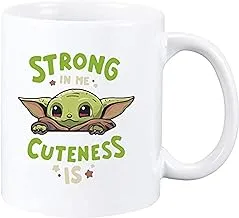 Baby Yoda Mug Strong In Me Cuteness Is Coffee Mug Plus Yoda Keychain for Christmas Gift Funny Yoda Mug for Movie Lover