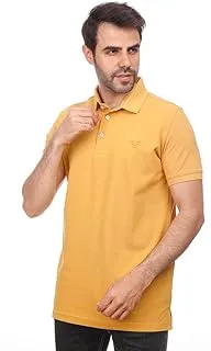 COUP Solid Polo-Shirt with Short Sleeves, MUSTARD, 3XL