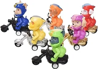 Plastic Motorcycle Park Toy With Cartoon Character Amazing Design And Add More Funny For Children Set Of 6 Pieces - Multi Color