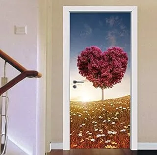 2Pcs/Set 3d Wooden Door Wall Sticker DIY Mural Bedroom Home Decor Poster PVC Waterproof Door Sticker mm