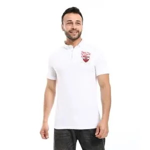 Caesar Embroidered Pique Polo Shirt With Classic Collar And Buttons