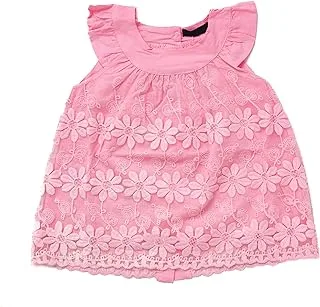 lovely land,pink sleeveless dress with flower stitching,003,pink