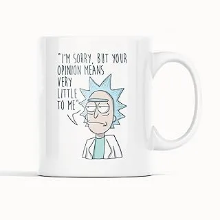 Lewistons-Of-London Rick And Morty Gift Coffee Tea New Office Kitchen Birthday DVD tv Tshirt Novelty Ceramic White Cup 11oz Mug - Opinion Means Little To Me Quote