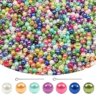 TOAOB 1000pcs Glass Pearls Multicolored Round Tiny Loose Imitation Pearl Beads 4mm for Jewelry Making Craft Decoration