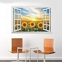 Warm Sunflower Fake Window DIY Removable Wall Sticker Wall Decal Home Decor Wallpaper