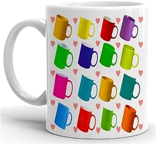 Aaryav Multicolour Mug Printed Randomly on Mug - Cute Stylish Printed Coffee Mug Ceramic Tea Mug White 325ml