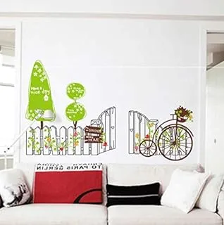 Sweet Home with Green Tree Love Bicycle Bike Wall Stickers PVC Removable DIY Home Art Decor Decal -ej