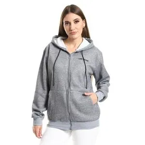 Air Walk Regular Fit Hoodie Neck Zipped Sweatshirt - Heather Grey