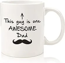 Best Dad Gifts - Funny Coffee Mug - One Awesome Dad - Father's Day Gifts for Dad, Men - Unique Gift Ideas for Him from Daughter, Son, Wife - Cool Birthday Present for Husband - Fun Novelty Cup (White)