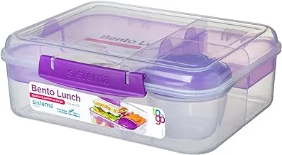 Sistema Bento Box TO GO | Lunch Box with Yoghurt/Fruit Pot | 1.65 L | BPA-Free | Assorted Colours (Varies by Pack) | 1 Count