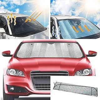 Car Sunshade UV Ray Reflector Front Window Sun Shade Visor Shield Cover, Keeps Vehicle Cool/Foldable Windshield Car Cover Visor, Material Laser 1Pcs