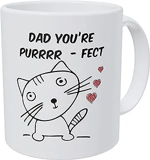 كوب قهوة مضحك من Wampumtuk Cat and Hearts Dad You Purrrr - FECT سعة 11 أونصة