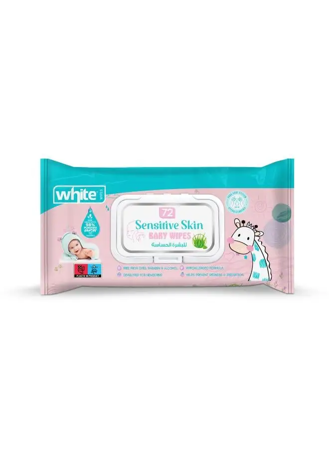 White 72- Piece Baby Wipes For Sensitive Skin