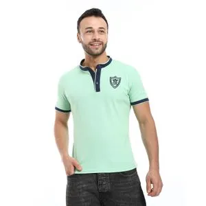 Caesar Embroidered Pique Polo Shirt With Classic Collar And Buttons