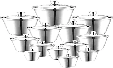 Eldahan Cooking Pot with Lids 13-Pieces Set, Silver