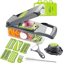 Mandoline Slicer Adjustable Cheese Slicer,Vegetable Chopper Hand Spiralizer,Potato Spiral Cutter Garlic Onion Dicer Fruit Peeler,Veggie Slicer,Pasta Zucchini Noodle Maker,Salad Shooter,Food Processor