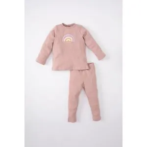 Defacto Babygirl Regular Fit Bike Neck Long Sleeve Knitted Pyjamas - 2 Pieces.