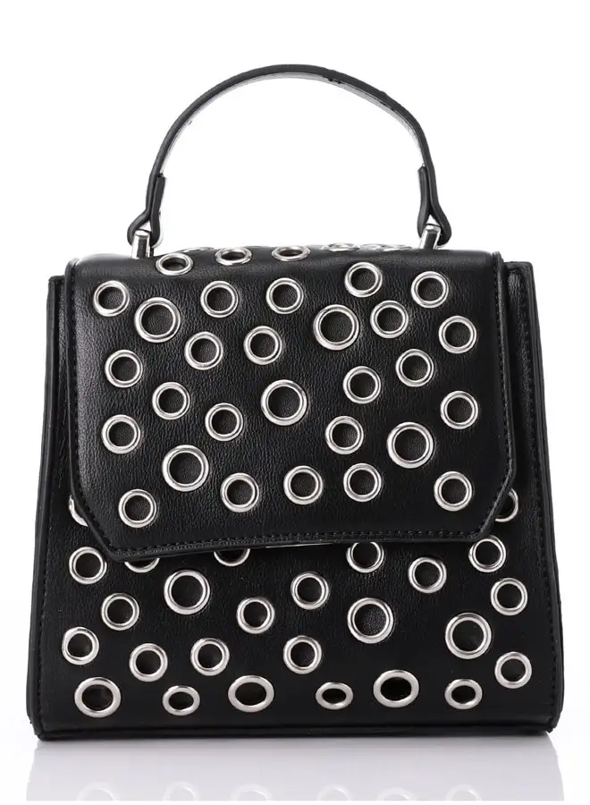 DejaVu Perforated Mini Leather Black Crossbody Bag