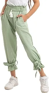 lovely land Girls pistage pants with elastic waste and bowtie decoration Casual Pants