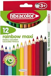 ETAFELT قلم رصاص ملون Fibracolor Rainbow Maxi سداسية الحجم ماكسي، عبوة من 12 لونًا