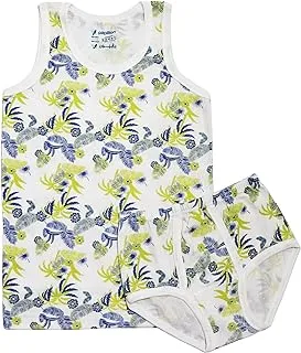 Papillon Boys Cotton Set of 2 Pieces Sleeveless Undershirt&Underwear Printed Shapes Base Layer Set