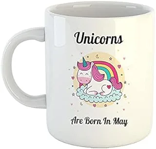 iKraft Coffee Mug | Printed Design - Unicorns are Born in May | Elegant Mug | Best Gift for Friends and Coffee and Tea (Chai) Lovers, White - 11oz [325 ml]