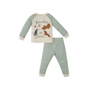 Defacto Babyboy Regular Fit Bike Neck Long Sleeve Knitted Pyjamas - 2 Pieces.