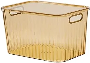 Acrylic Box Cover for Display Organize and Store Cosmetics, Parades, Creams, Skincare Products, Vanity Table, Waterproof and Dust Resistant Box, Snack Storage Basket (Small, Honey)